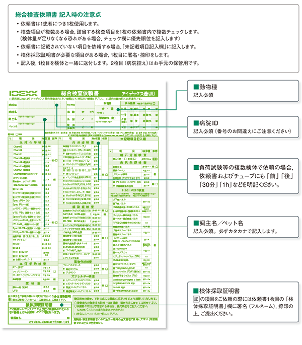 総合検査依頼書記入方法
